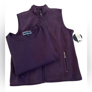 NWT Karen Scott Purple Sleeveless Fleece Vest and Top Set